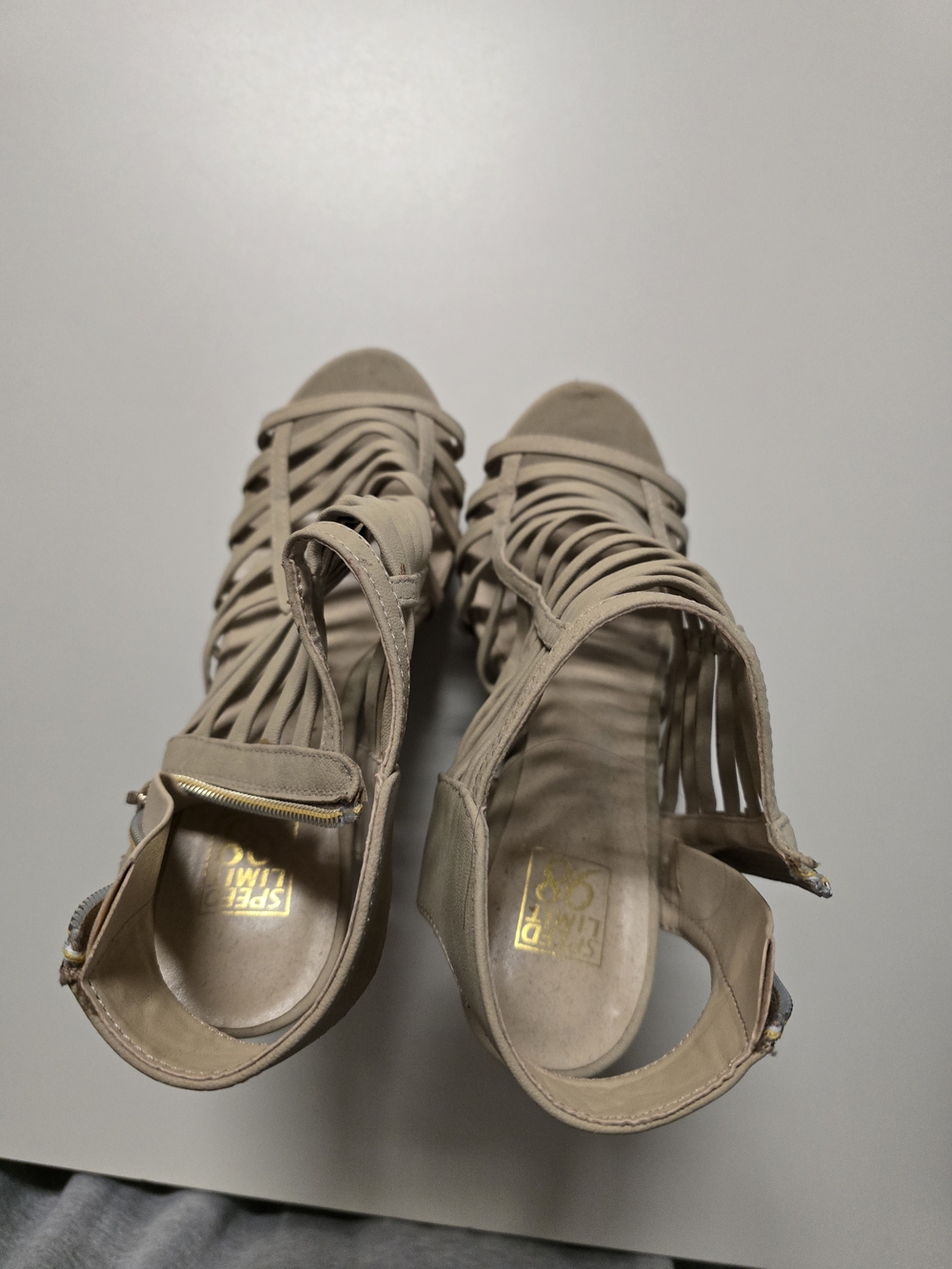 Beige Strappy Women's Heeled Sandals